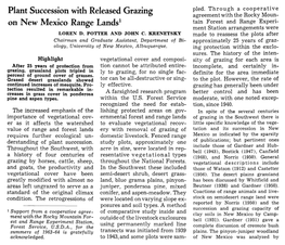 Plant Succession with Released Grazing on New Mexico Range Lands