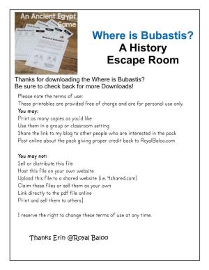 Where Is Bubastis? a History Escape Room