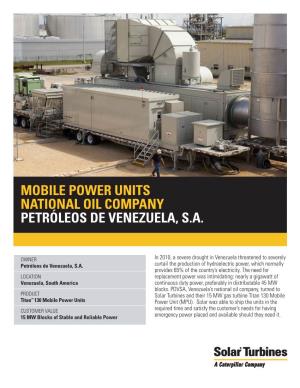 Mobile Power Units National Oil Company Petróleos De Venezuela, S.A