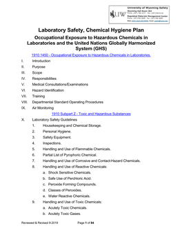 Chemical Hygiene Plan