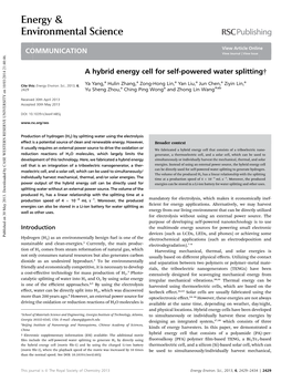 A Hybrid Energy Cell for Self-Powered Water Splitting†