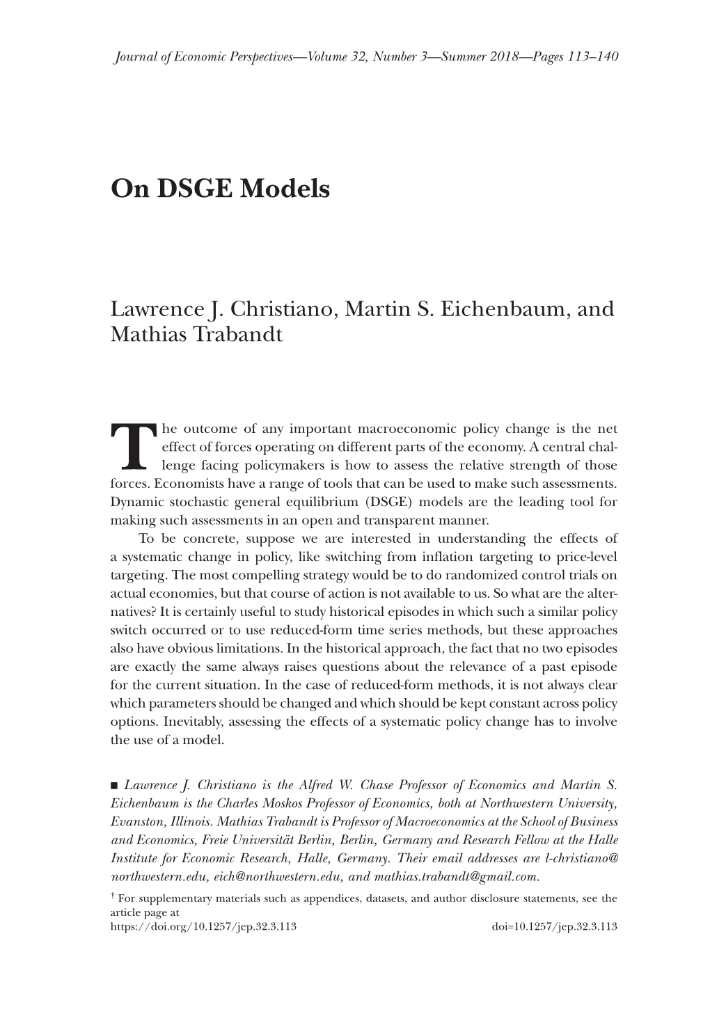 On DSGE Models