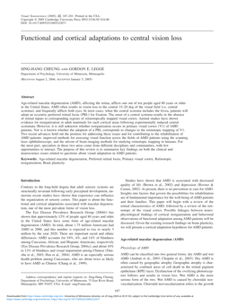 Functional and Cortical Adaptations to Central Vision Loss