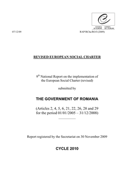 THE GOVERNMENT of ROMANIA (Articles 2, 4, 5, 6, 21, 22, 26