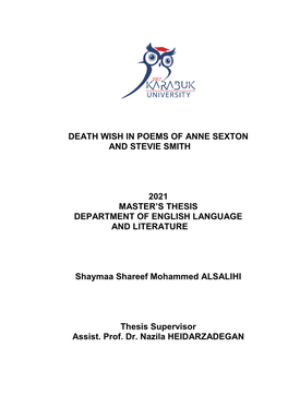 Death Wish in Poems of Anne Sexton and Stevie Smith 2021