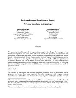 Business Process Modeling and Design: AI Models and Methodology