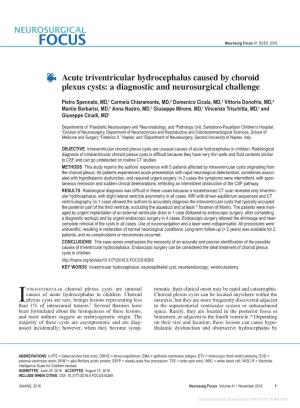 Acute Triventricular Hydrocephalus Caused by Choroid Plexus Cysts: a Diagnostic and Neurosurgical Challenge