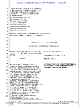 Case 3:10-Cv-05625-SI Document 74 Filed 10/19/11 Page 1 of 3