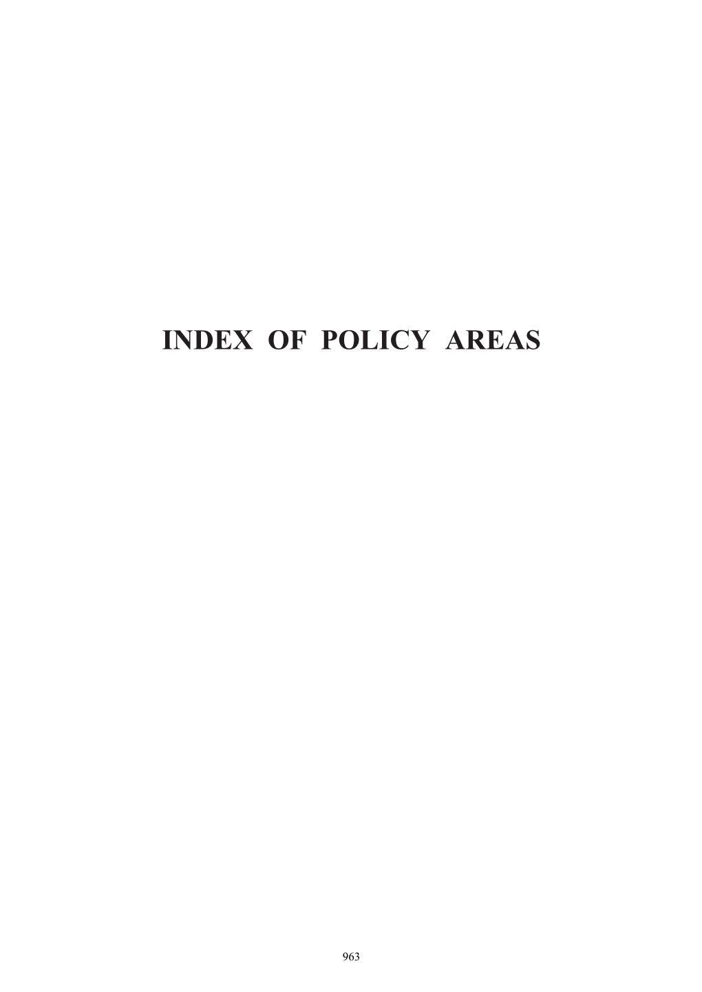 Index of Policy Areas