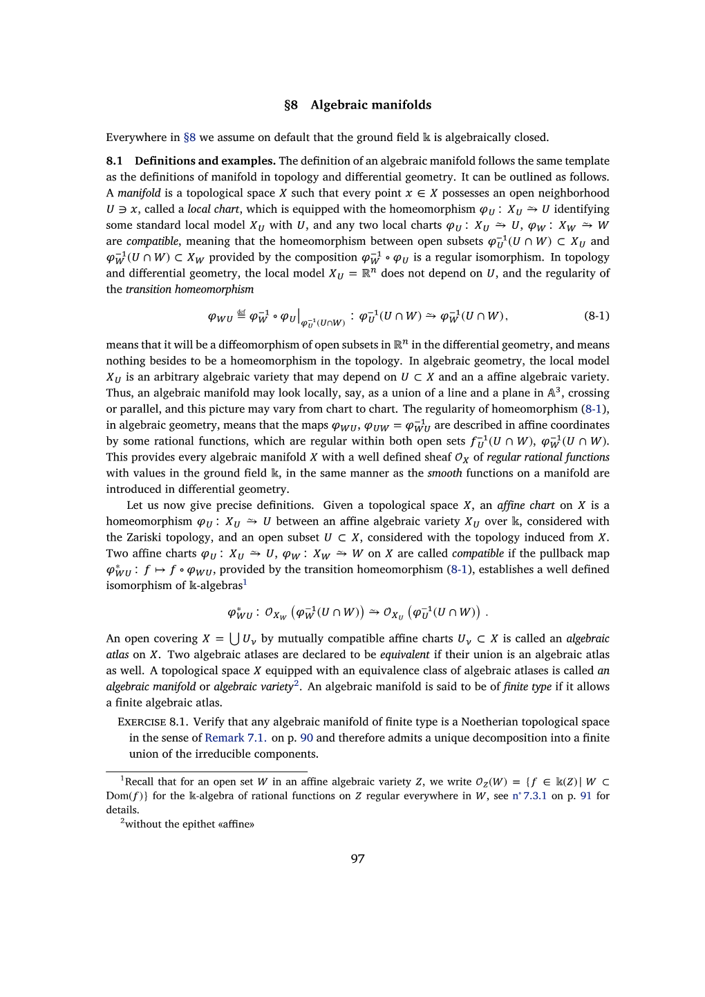 §8 Algebraic Manifolds 97