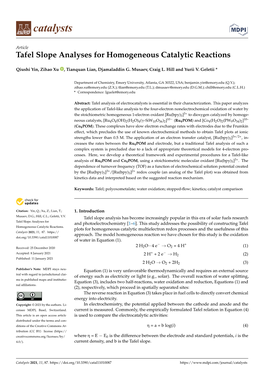 Tafel Slope Analyses for Homogeneous Catalytic Reactions