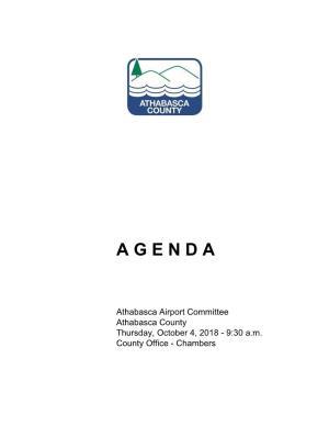 Athabasca Airport Committee Athabasca County Thursday, October 4, 2018 - 9:30 A.M