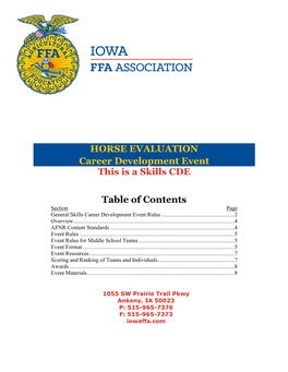Iowa Ffa Horse Evaluation and Selection