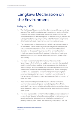 Langkawi Declaration on the Environment