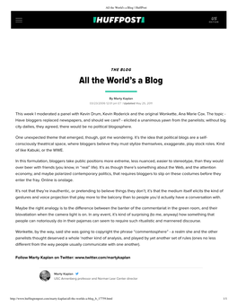 The World's a Blog | Huffpost