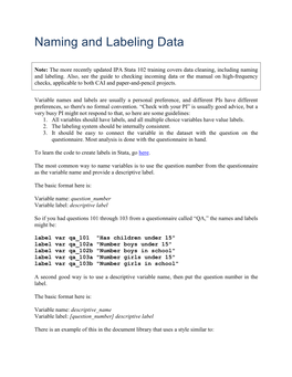 Naming and Labeling Data
