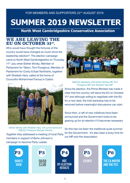 SUMMER 2019 NEWSLETTER North West Cambridgeshire Conservative Association