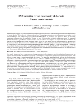 DNA Barcoding Reveals the Diversity of Sharks in Guyana Coastal Markets