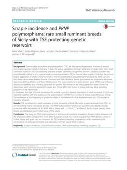Scrapie Incidence and PRNP Polymorphisms