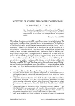 Contests of Andreia in Procopius' Gothic Wars