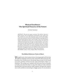 PDF Musical Excellence: the Spiritual Panacea of the Future
