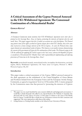 A Critical Assessment of the Cyprus Protocol Annexed to the UK's