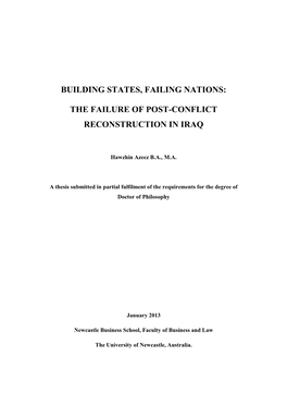 The Failure of Post-Conflict Reconstruction in Iraq