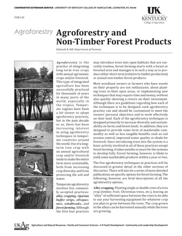 FOR-110: Agroforestry and Non-Timber Forest Products