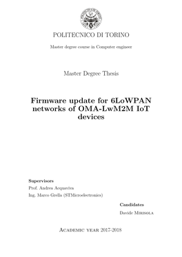 Firmware Update for 6Lowpan Networks of OMA-Lwm2m Iot Devices