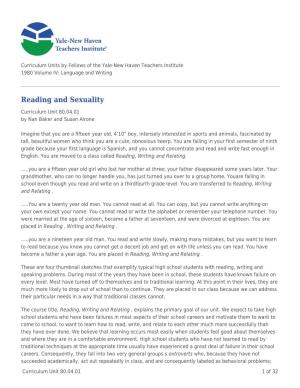 Reading and Sexuality