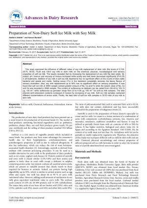 Preparation of Non-Dairy Soft Ice Milk with Soy Milk
