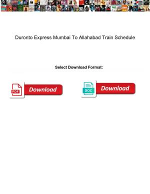 Duronto Express Mumbai to Allahabad Train Schedule