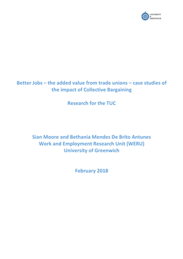 Better Jobs – the Added Value from Trade Unions – Case Studies of the Impact of Collective Bargaining