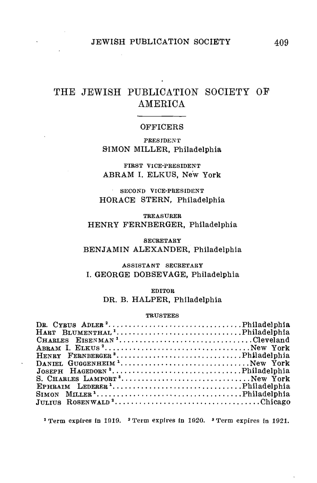 The Jewish Publication Society of America