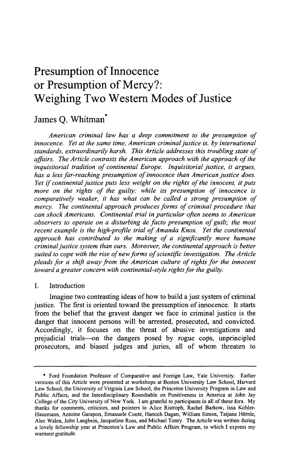 Weighing Two Western Modes of Justice
