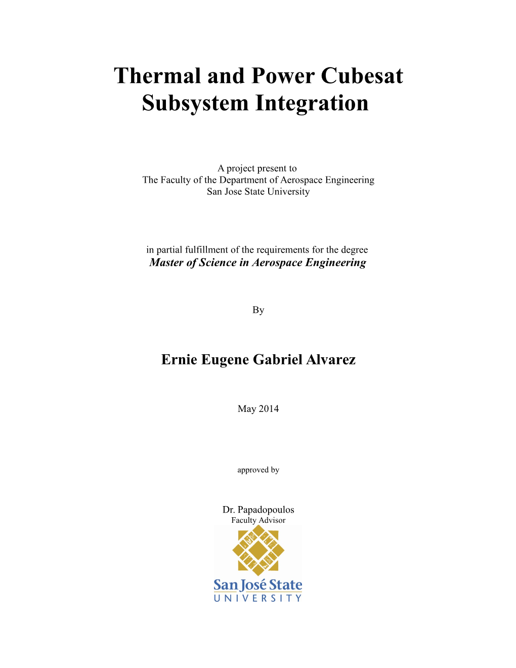 Thermal and Power Cubesat Subsystem Integration