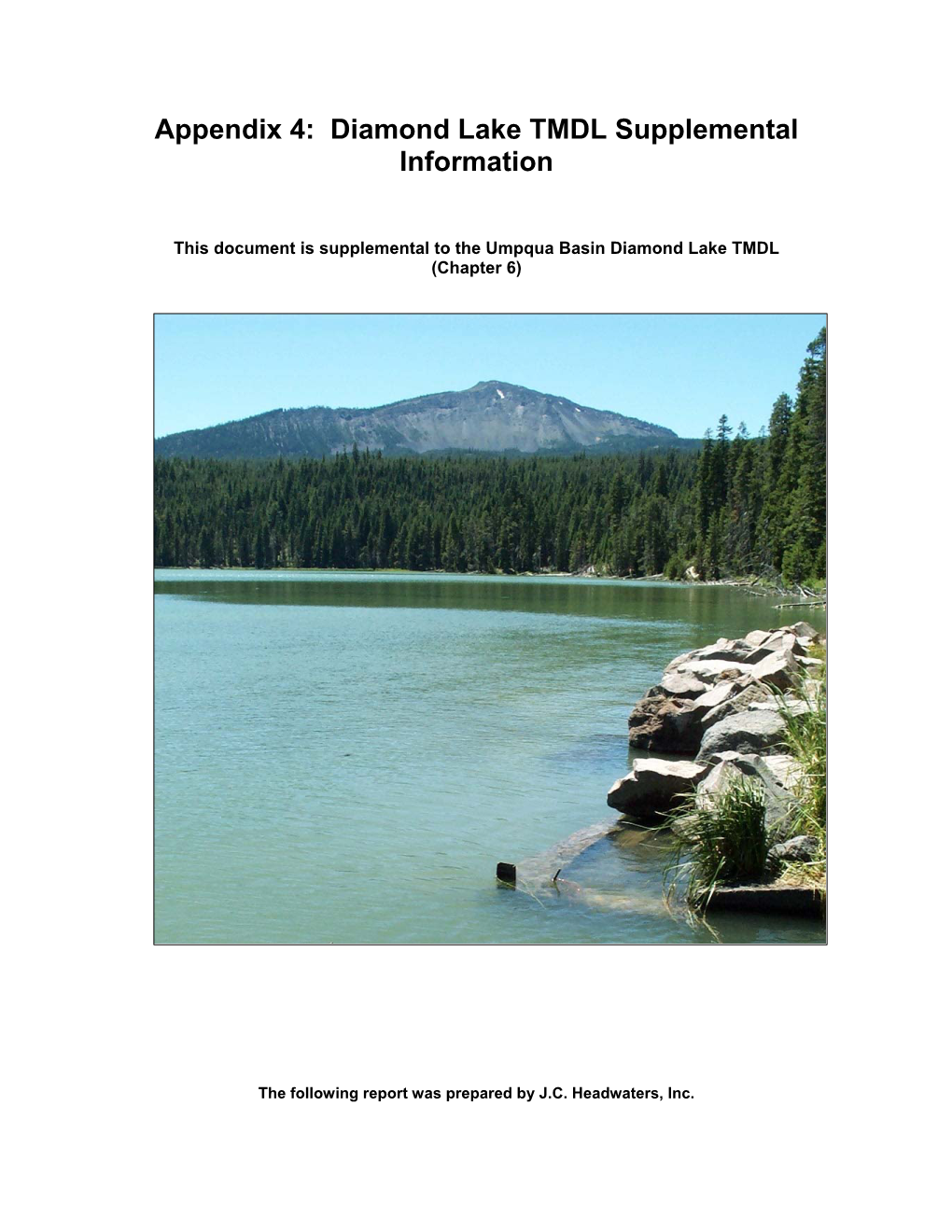 Diamond Lake TMDL Supplemental Information