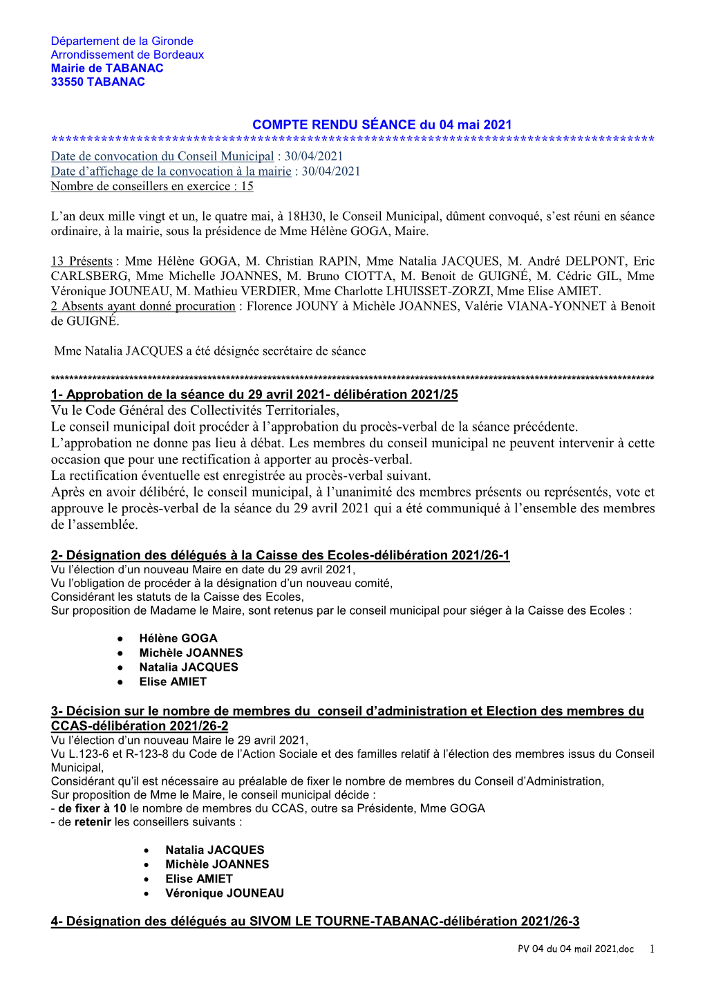 Département De La Gironde Arrondissement De Bordeaux Mairie De TABANAC 33550 TABANAC