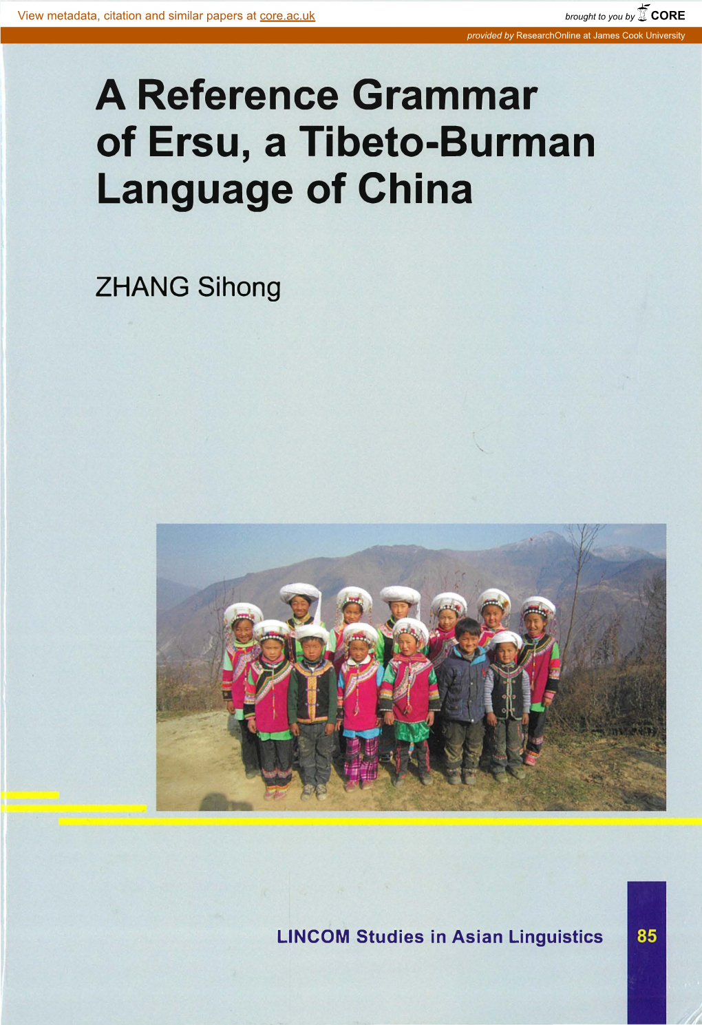 A Reference Grammar of Ersu, a Tibeto-Burman Language of China