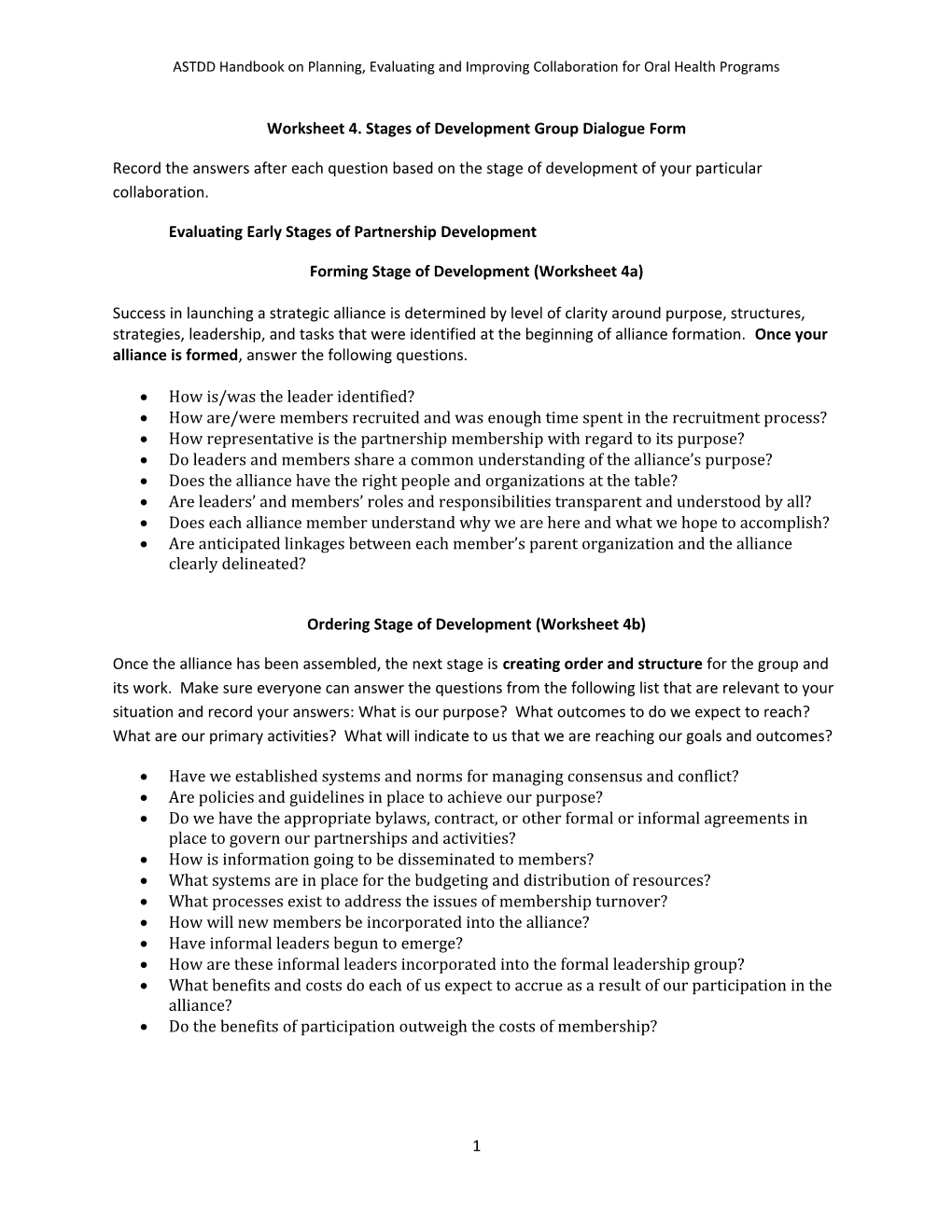 Worksheet 4. Stages of Development Group Dialogue Form