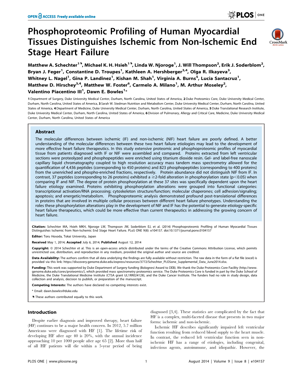 Phosphoproteomic Profiling of Human Myocardial Tissues Distinguishes Ischemic from Non-Ischemic End Stage Heart Failure