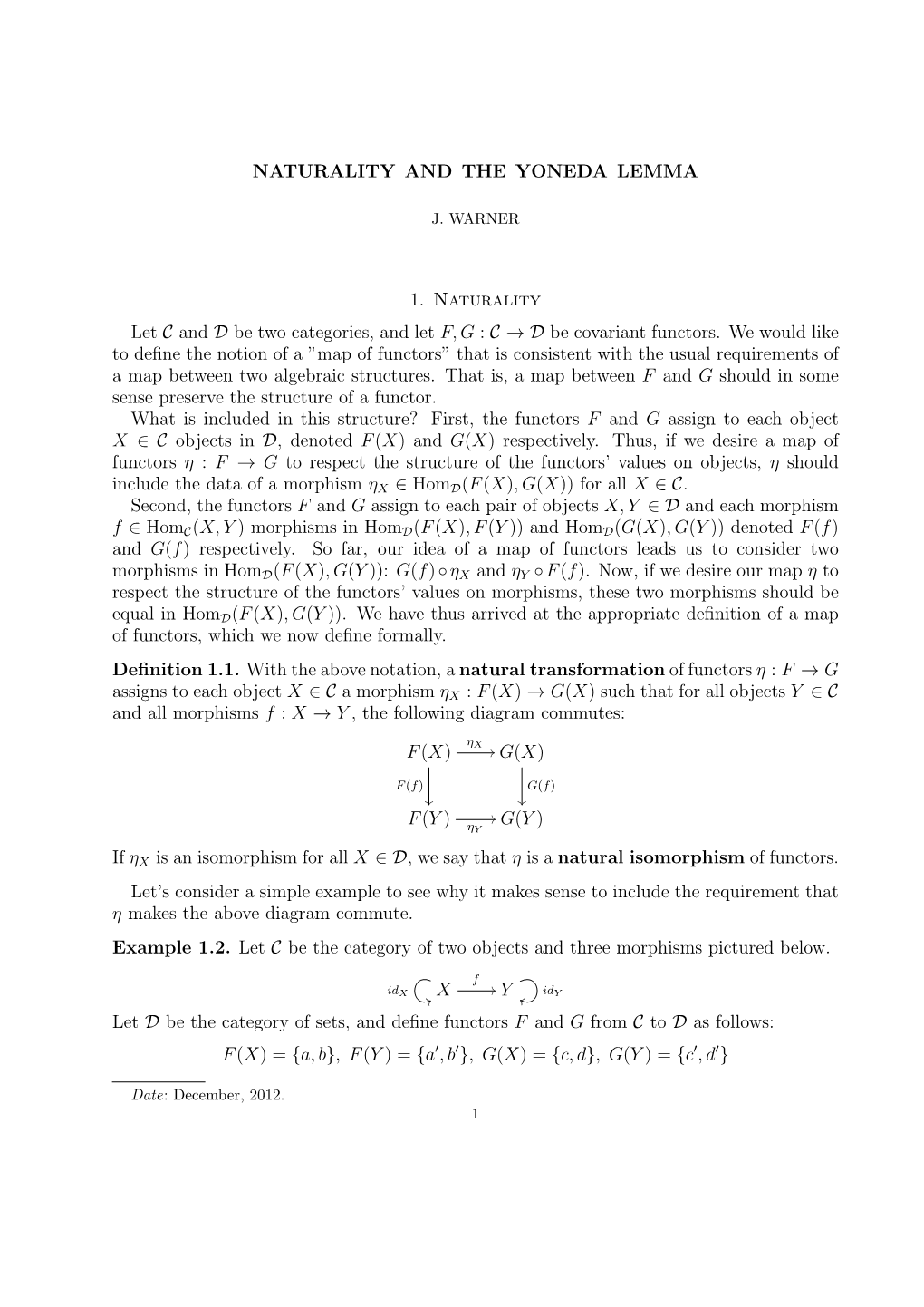 Naturality and the Yoneda Lemma