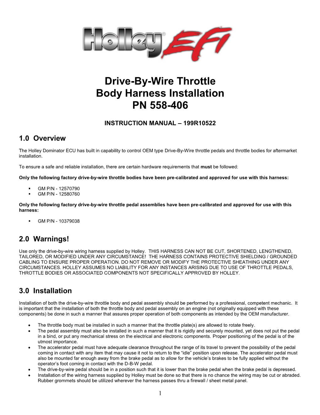 Drive by Wire Throttle Body System