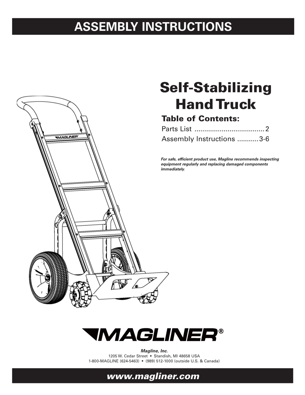 Self-Stabilizing Hand Truck Table of Contents: Parts List