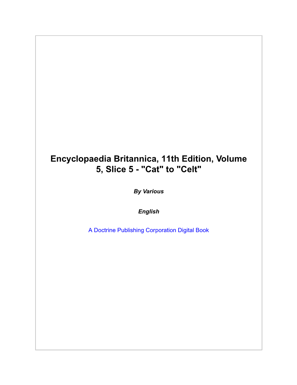 Encyclopaedia Britannica, 11Th Edition, Volume 5, Slice 5 - 