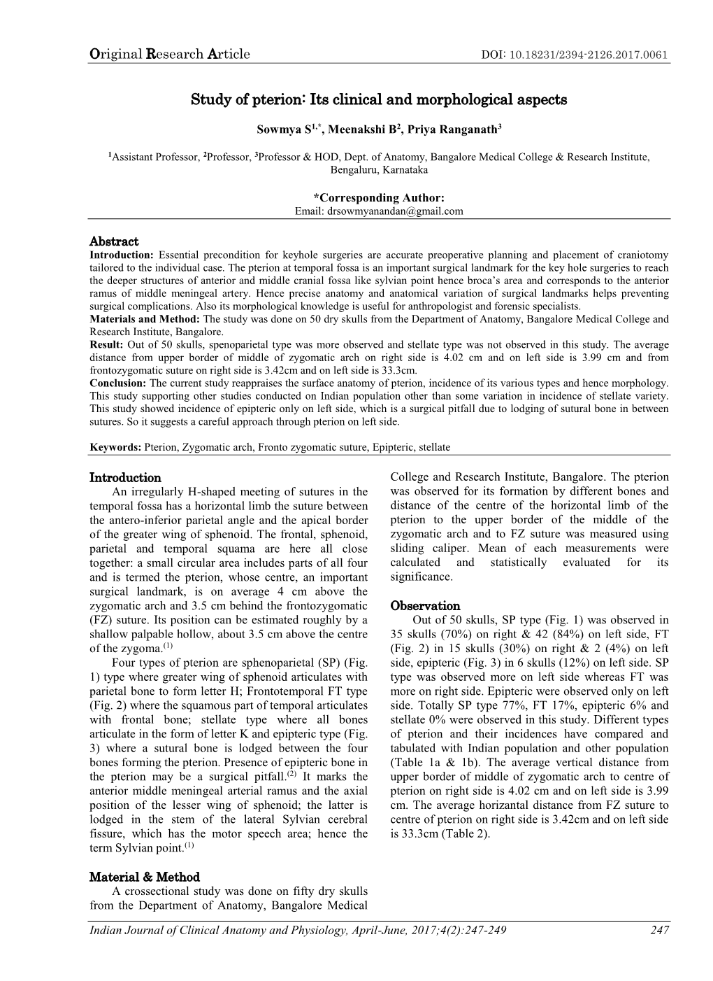 Study of Pterion: Its Clinical and Morphological Aspects