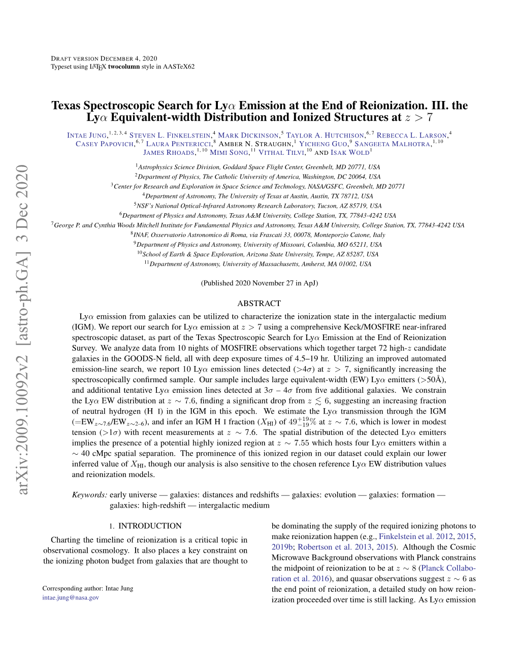 Arxiv:2009.10092V2 [Astro-Ph.GA] 3 Dec 2020