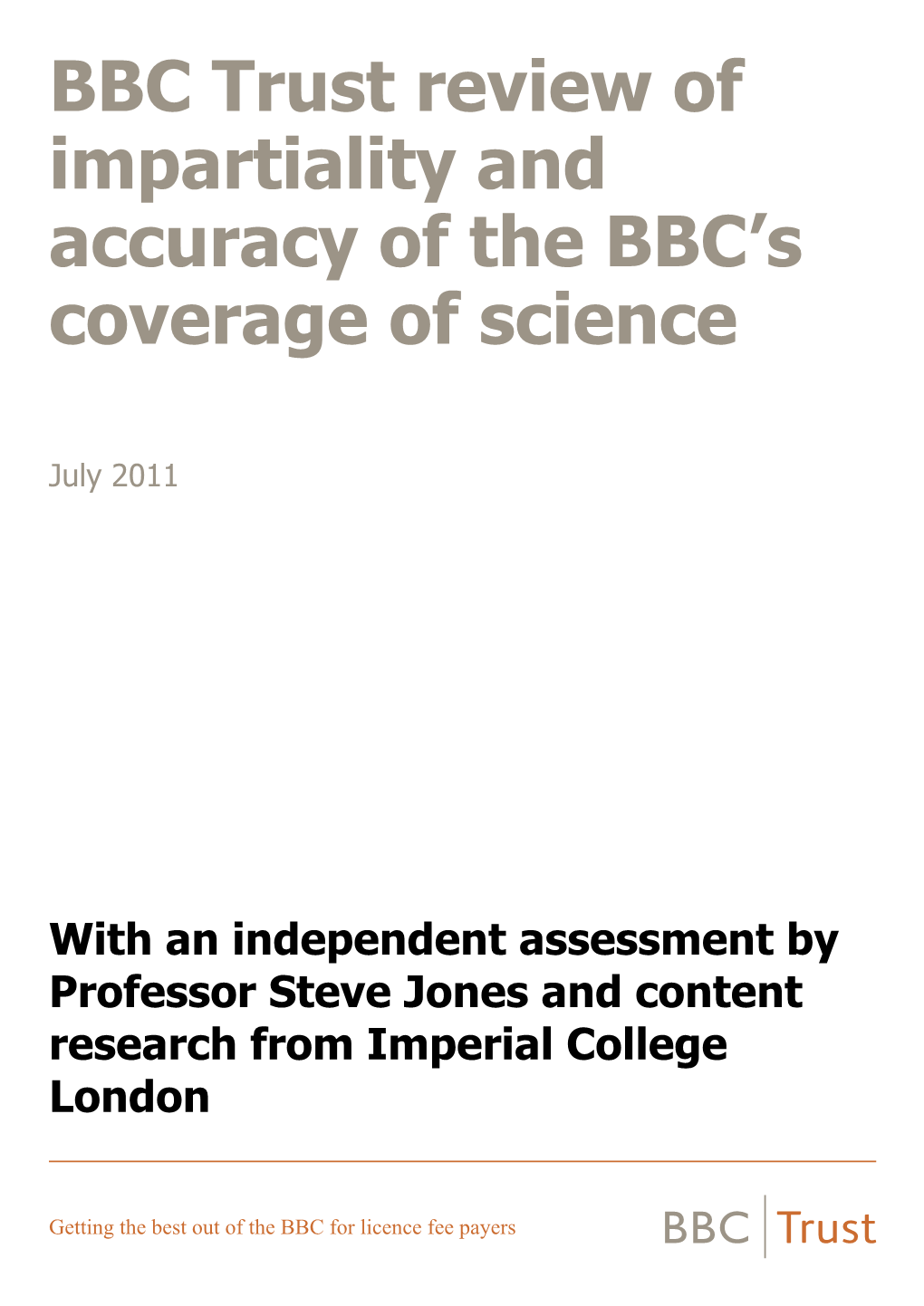 BBC Trust Review of Impartiality and Accuracy of the BBC’S Coverage of Science
