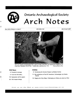 Ontario Archaeological Society Arch Notes