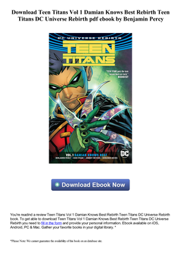 Download Teen Titans Vol 1 Damian Knows Best Rebirth Teen Titans DC Universe Rebirth Pdf Ebook by Benjamin Percy